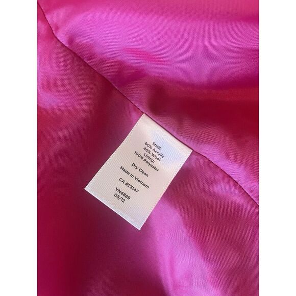 Talbots Collared Moto Zip Jacket Magenta Pink Pockets Wool Blend Coat Lined 2P - Picture 2 of 7